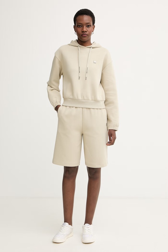 Armani Exchange pantaloni scurți pentru femei, cu bumbac XW002218.AF10818 verde SS26