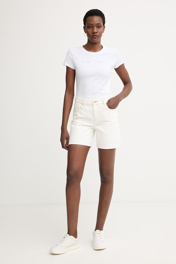 Armani Exchange pantaloni scurți pentru femei, din denim XW002272.AF21335 bej SS26