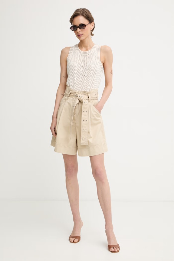 BOSS Orange pantaloni scurți pentru femei, din bumbac cu elastan C Tulina-D 50556394 bej SS26