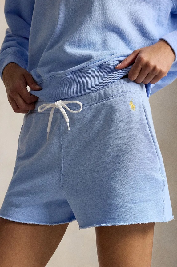 Polo Ralph Lauren šortky dámske bavlnené ISLAND FLC-KNT-SHORTS modrá 211965103502