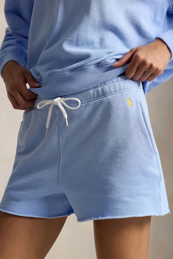 Polo Ralph Lauren šortky dámske bavlnené ISLAND FLC-KNT-SHORTS modrá 211965103502
