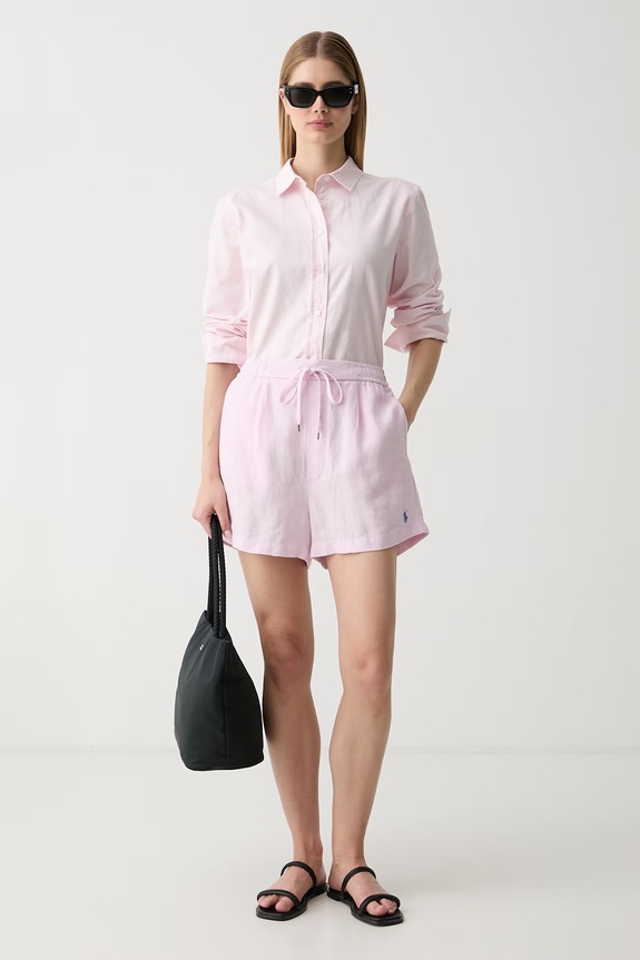Polo Ralph Lauren šortky dámske ľanové LINEN-WVN-SHORTS 211A12950007 ružová SS26