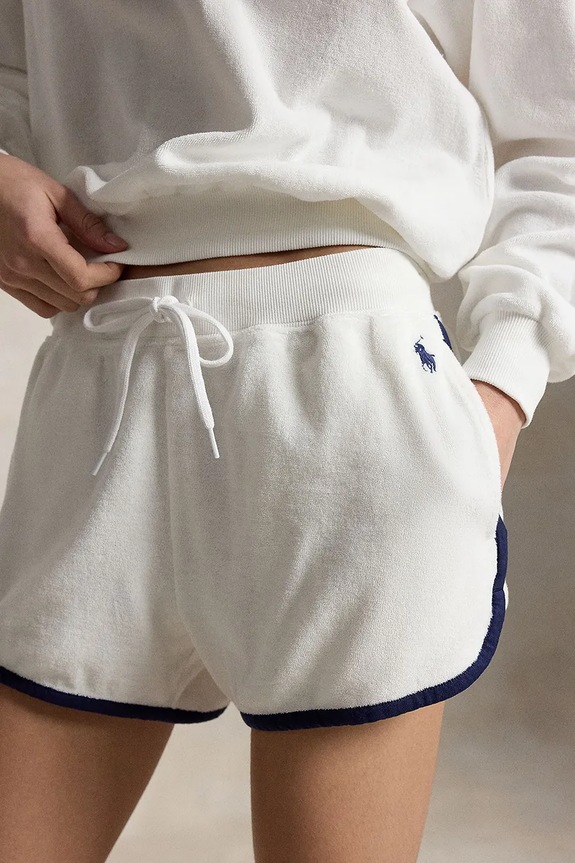 Polo Ralph Lauren LT WT COTTON TERRY-KNT-SHORTS къс панталон от памук дамски бял 211A12956003