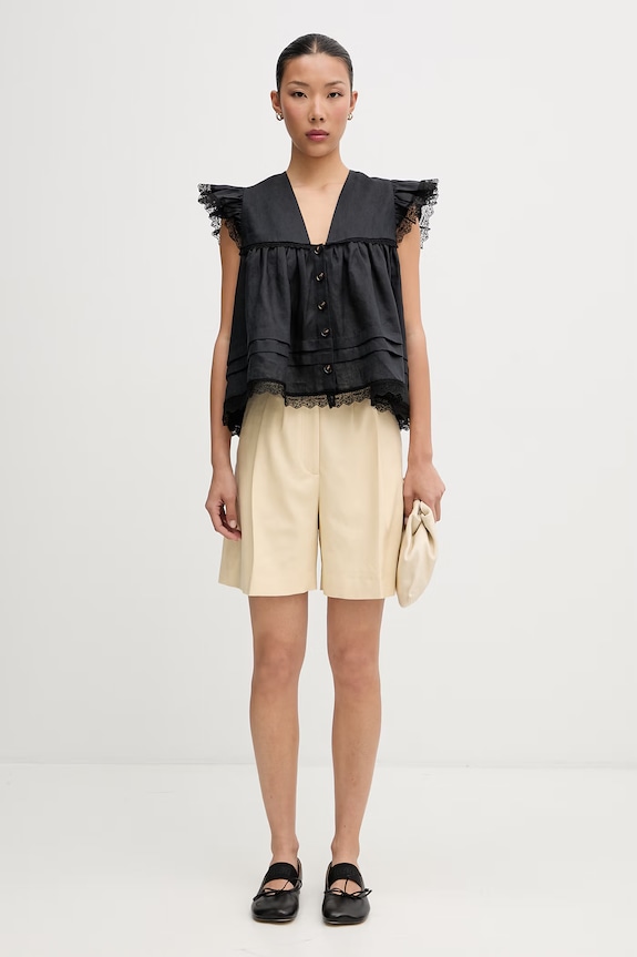 Anine Bing BRICE SHORT - BUTTER YELLOW szorty eleganckie z wiskozą damskie A.03.12018.CRM02 żółty