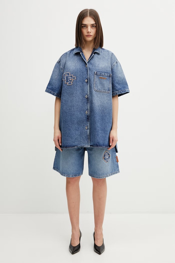 Off-White Royal Patch Denim bermude denim pentru femei 2YC01CS26DEN001 albastru