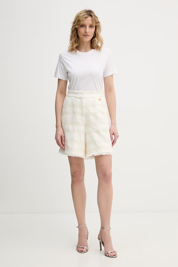 Karl Lagerfeld pantaloni scurți eleganți pentru femei, cu amestec de lână B2W10002 bej SS26