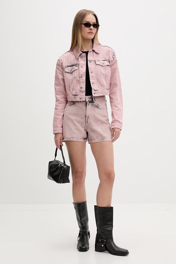 Karl Lagerfeld Jeans szorty damskie jeansowe B2W10072 różowy SS26