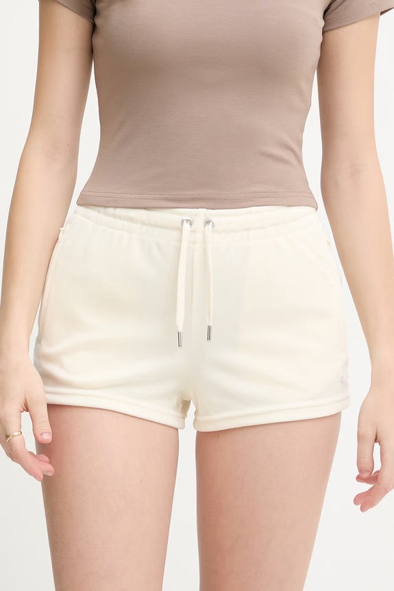 Oblečenie Juicy Couture šortky dámske zamatové TAMIA SHORTS JCWHS126305 béžová