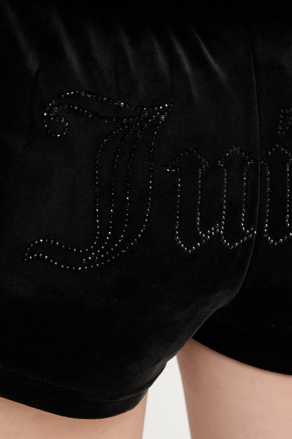 Juicy Couture šortky dámske zamatové TAMIA SHORTS čierna JCWHS126305