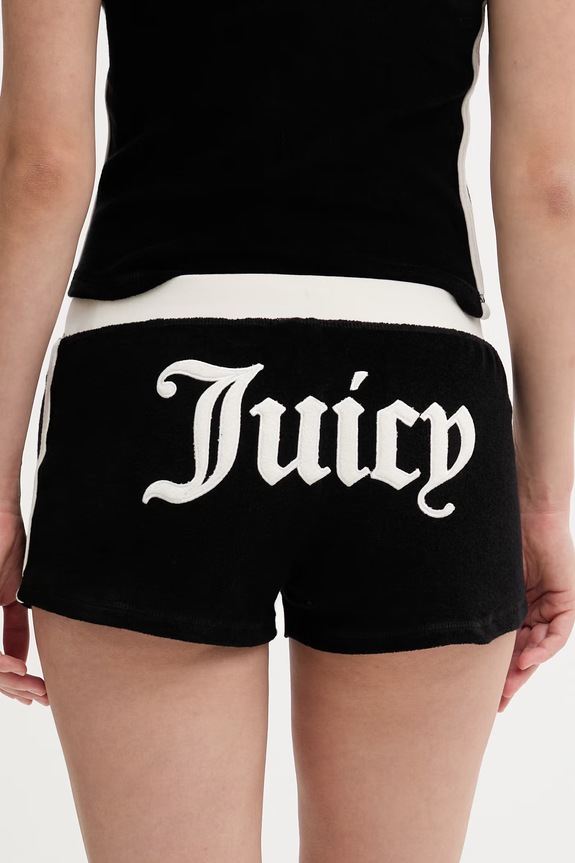 Odzież Juicy Couture szorty damskie APPLIQUE SHORTS JCWHS126315 czarny