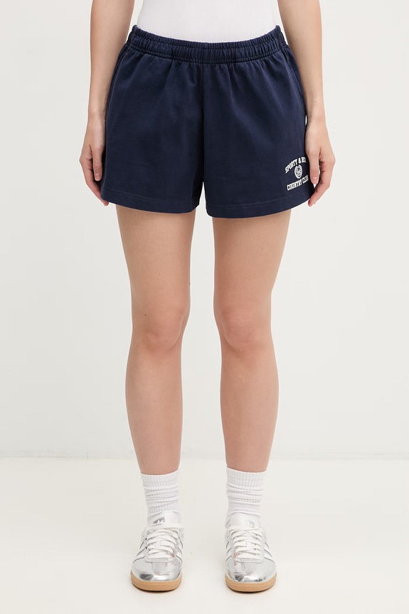 Sporty & Rich Varsity Crest Disco спортивные шорты из хлопка для женщин тёмно-синий SH03776218BL106