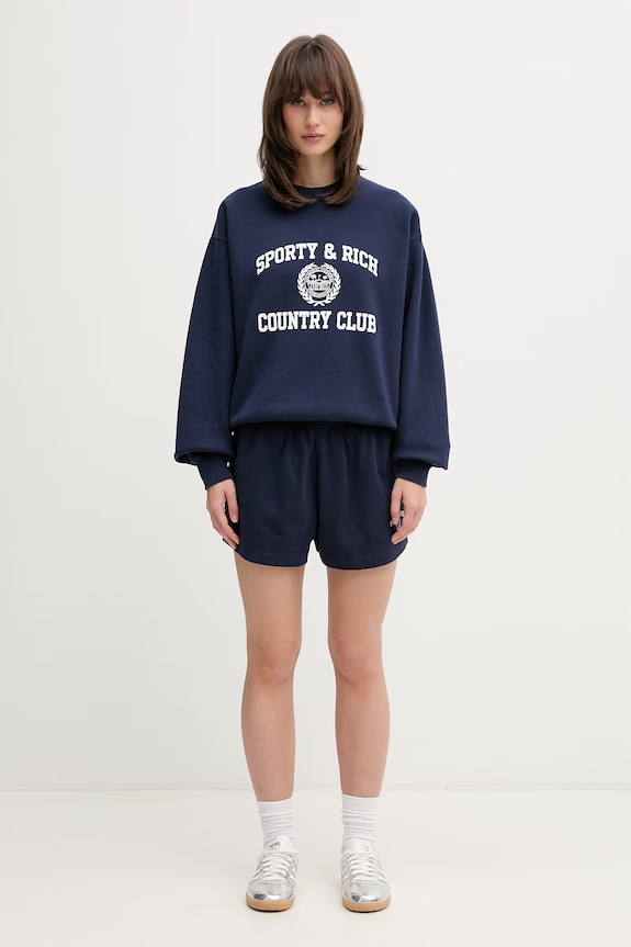 Sporty & Rich Varsity Crest Disco спортивные шорты из хлопка для женщин SH03776218BL106 тёмно-синий