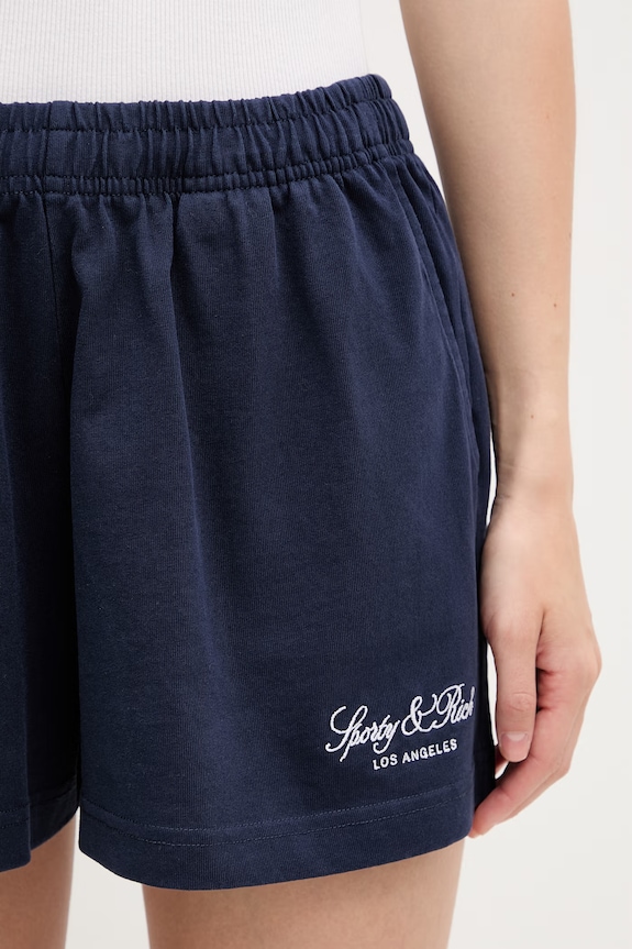 Sporty & Rich Vendome LA спортивные шорты из хлопка для женщин тёмно-синий SH03776269BL106