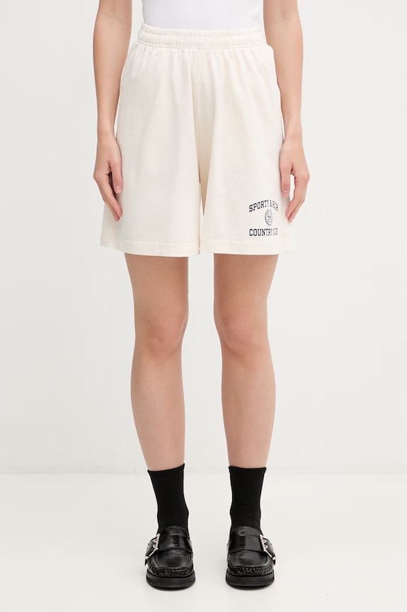 Sporty & Rich Varsity Crest спортивные шорты из хлопка для женщин бежевый SH03976218WH37
