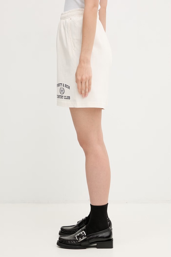 Одежда Sporty & Rich Varsity Crest спортивные шорты из хлопка для женщин SH03976218WH37 бежевый