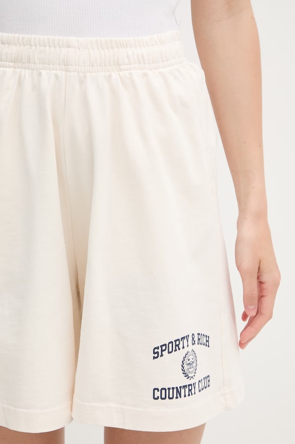 Sporty & Rich Varsity Crest спортивные шорты из хлопка для женщин бежевый SH03976218WH37