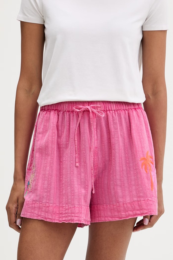 Rip Curl szorty damskie bawełniane HOTEL MALIBU różowy 04ZWWS