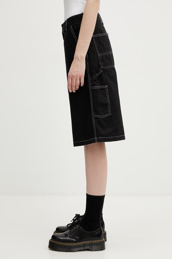 Carhartt WIP W' Nixon Single Knee Short pantaloni scurți din denim pentru femei I036704.8902 negru SS26
