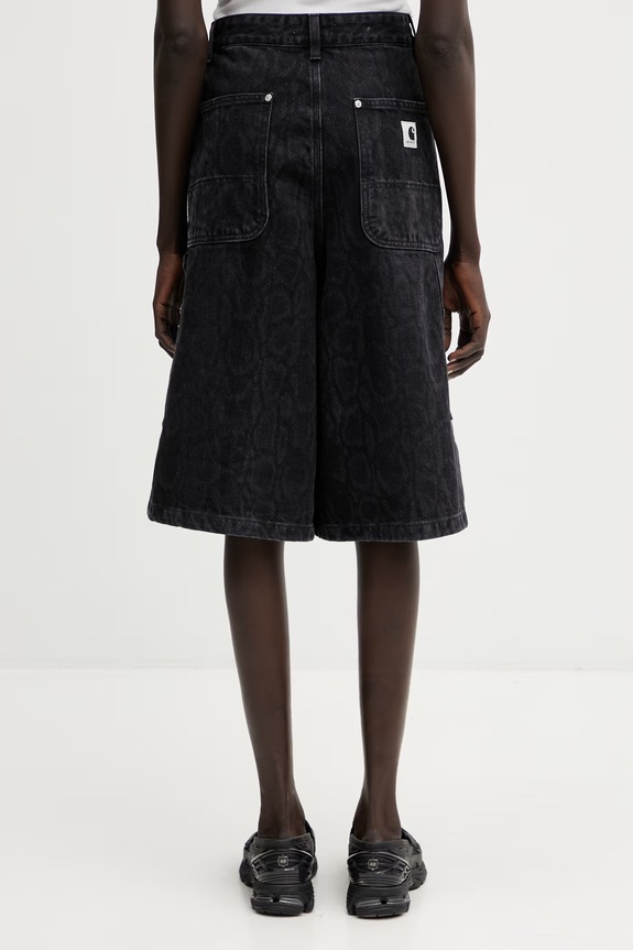 Odzież Carhartt WIP W' Snake Nixon Double Knee Short szorty jeansowe damskie I036866.3R260 czarny