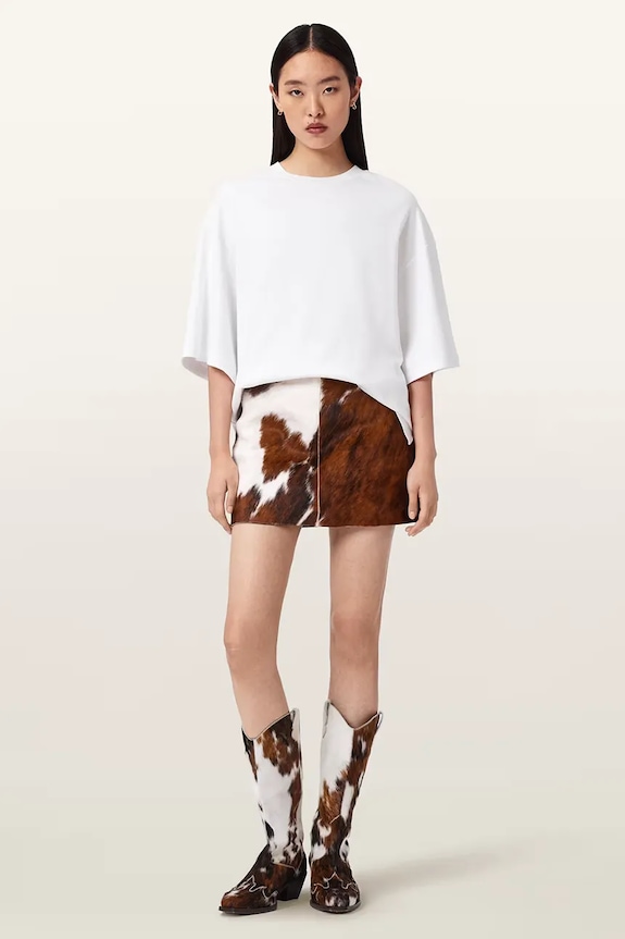 Odzież AllSaints spódnica skórzana DAPPLE MINI W067RE brązowy