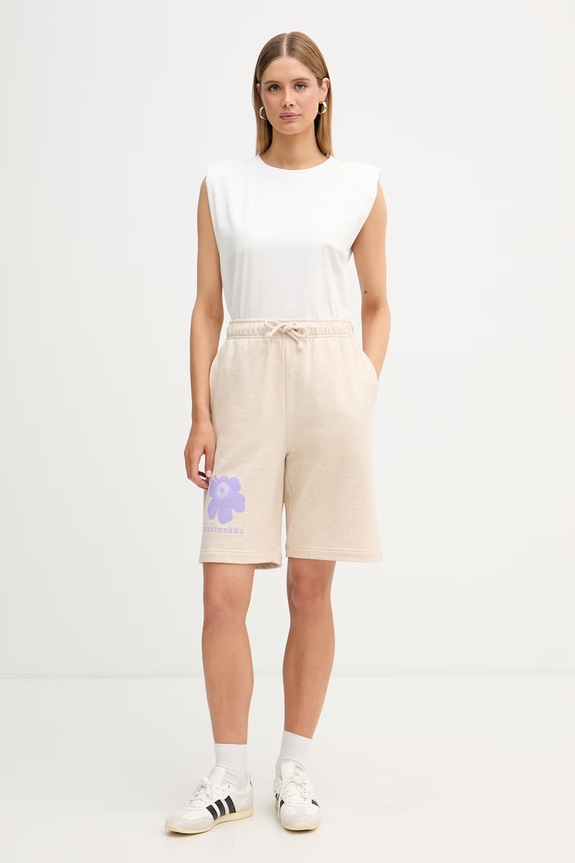 Marimekko teplákové šortky dámske bavlnené 95470 béžová SS26