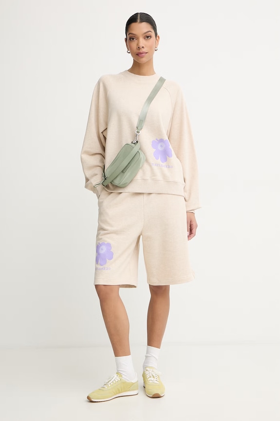 Marimekko teplákové šortky dámske bavlnené 095470 béžová SS26
