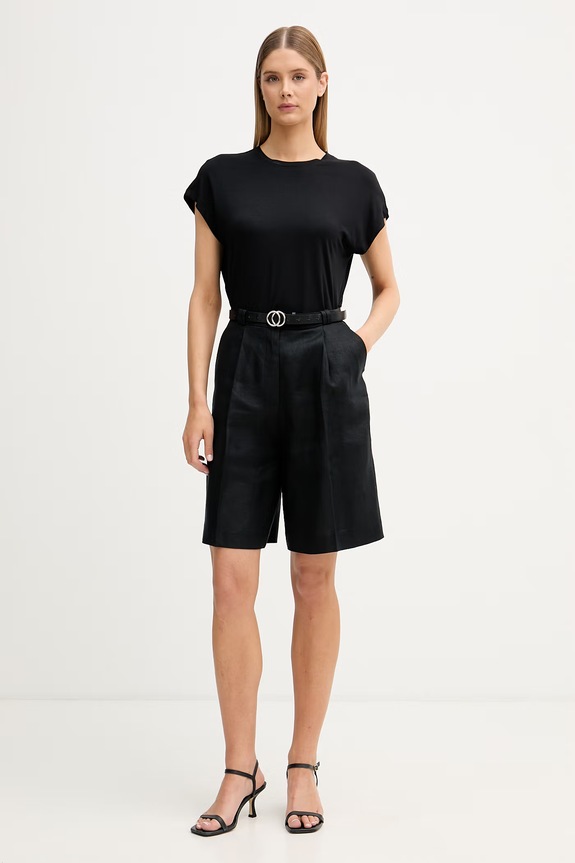 Sisley σορτς γυναικεία λινά 4TTSL901Y μαύρο SS26