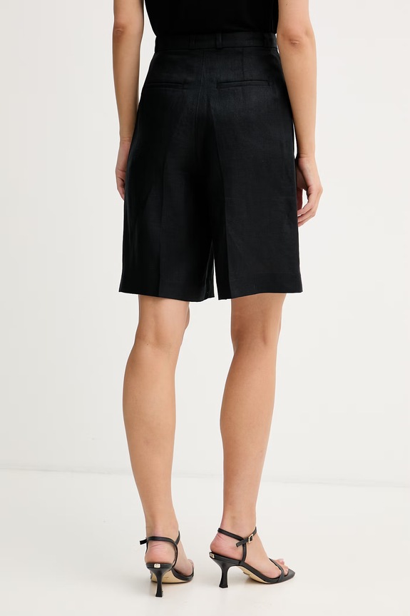 Ρούχα Sisley σορτς γυναικεία λινά 4TTSL901Y μαύρο