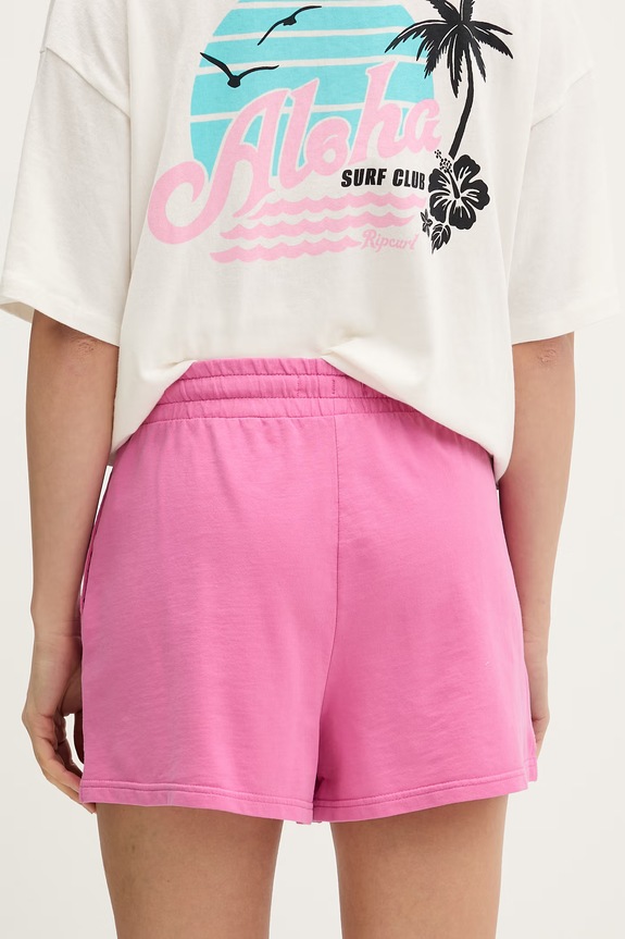 Odzież Rip Curl szorty dresowe damskie bawełniane SURF PUFF 05FWWS różowy