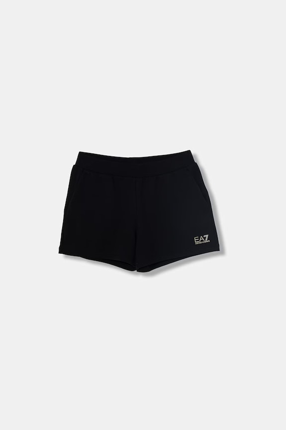 EA7 Emporio Armani Pantaloni scurți de trening copii din bumbac negru 7G000173.AF13135