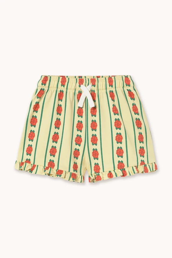 Tinycottons gyerek pamut rövidnadrág ROSE PATTERN SHORTS SS26.032 sárga SS26