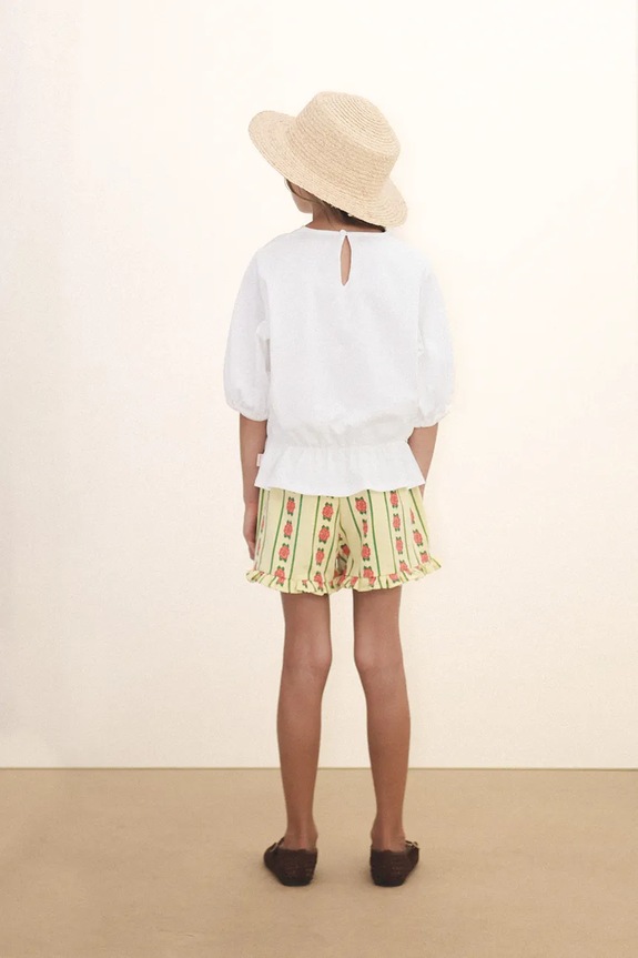 Tinycottons gyerek pamut rövidnadrág ROSE PATTERN SHORTS SS26.032 sárga