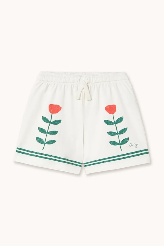 Tinycottons pantaloni scurți din bumbac pentru copii RED ROSES GRAPHIC SHORTS casual alb SS26.075