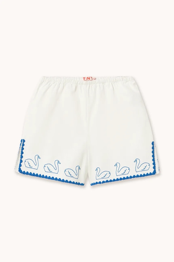 Tinycottons pantaloni scurți de in pentru copii SWANS LINEN SHORTS SS26.231 alb SS26
