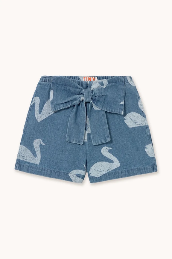 Tinycottons pantaloni scurți din denim pentru copii BIG SWANS SHORTS SS26.324 albastru SS26