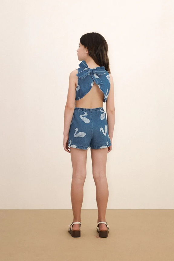 Tinycottons pantaloni scurți din denim pentru copii BIG SWANS SHORTS SS26.324