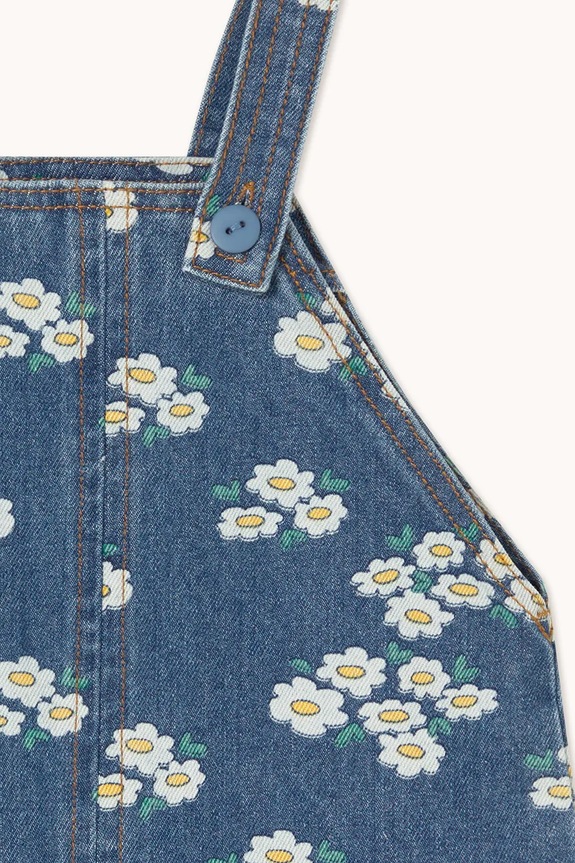 Κοριτσίστικα Παιδικό τζιν παντελόνι Tinycottons BLOSSOMS DENIM SHORT DUNGAREE SS26.336 μπλε