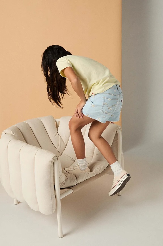 Dječje traper kratke hlače Levi's DAISY DENIM A LINE SHORT 4EP480