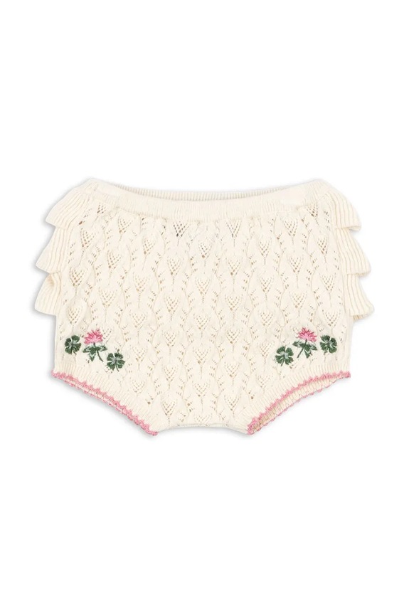 Konges Sløjd pantaloni scurți din amestec de lână pentru bebeluși ROSIER SHORTS casual bej KS105061.PPY2