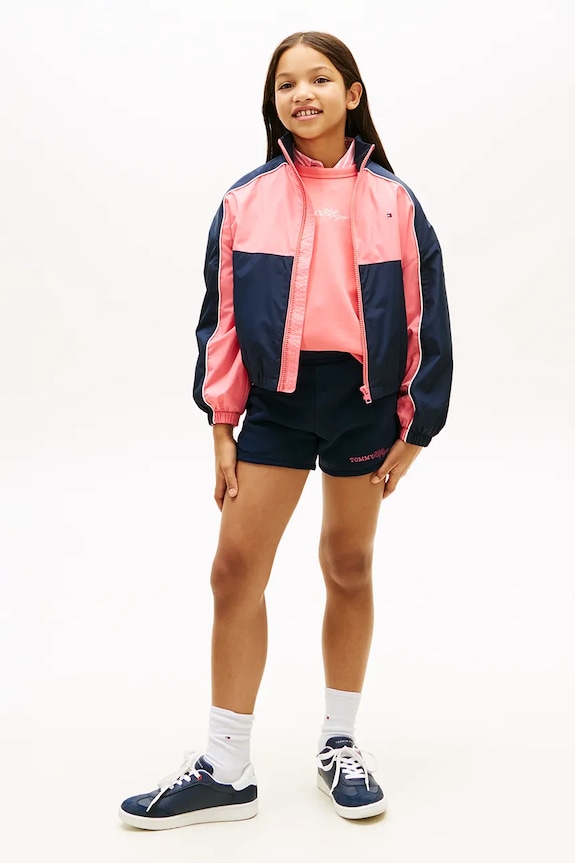 Момиче Tommy Hilfiger къс панталон за деца от памук KG0KG09354.128.176.PPY2 тъмносин