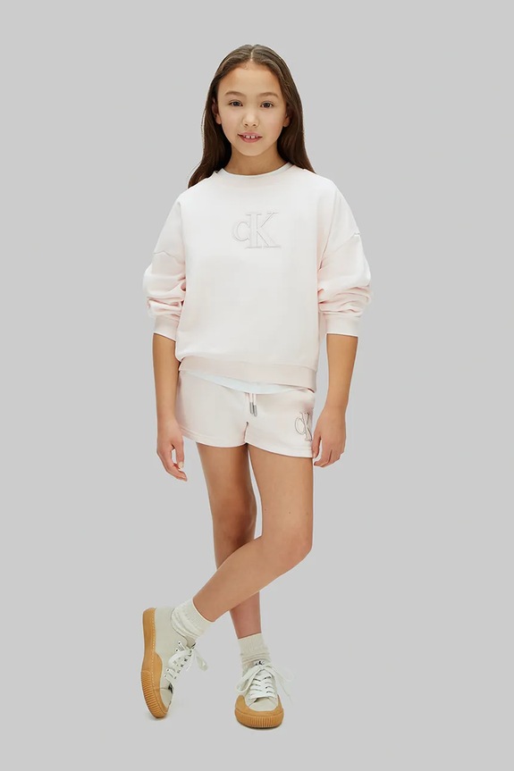 Calvin Klein Jeans szorty dziecięce bawełniane LVCKSJC25G.128.176.PPY2 pomarańczowy