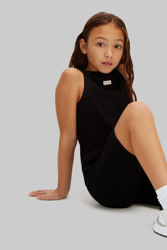 Calvin Klein Jeans szorty sportowe dziecięce bawełniane z elastanem LVCKSJC27G.104.116.PPY2 czarny