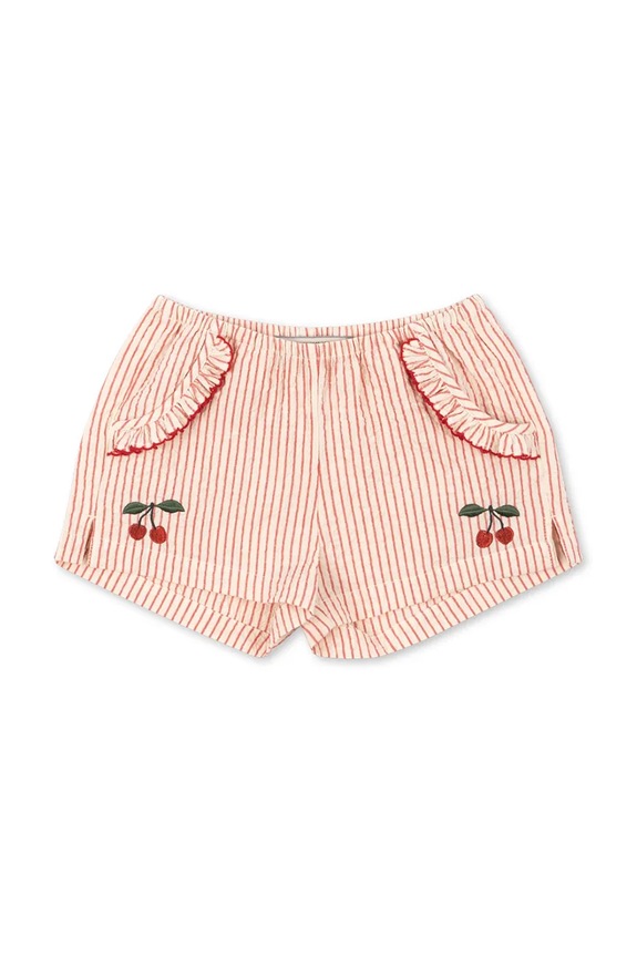 Konges Sløjd szorty dziecięce bawełniane ELLIE FRILL SHORTS GOTS różowy KS105346.PPY2