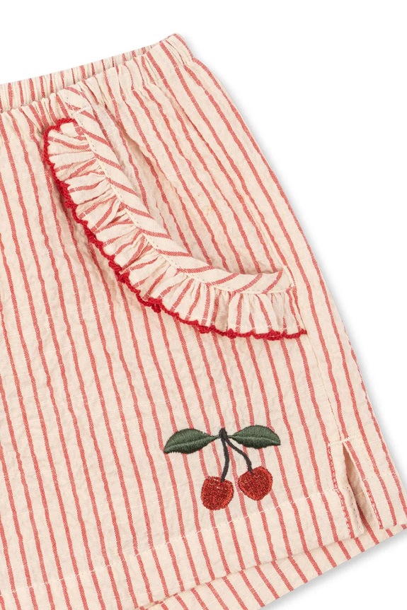 Dziewczynka Konges Sløjd szorty dziecięce bawełniane ELLIE FRILL SHORTS GOTS KS105346.PPY2 różowy