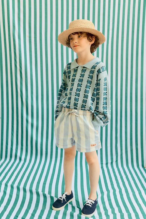 Otroške bombažne kratke hlače Tinycottons STRIPES TWILL SHORTS Casual modra SS26.298