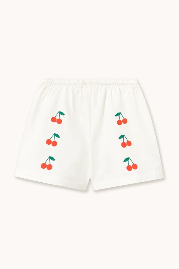 Tinycottons pantaloni scurți din bumbac pentru copii MINI CHERRIES TWILL SHORTS SS26.314 alb SS26