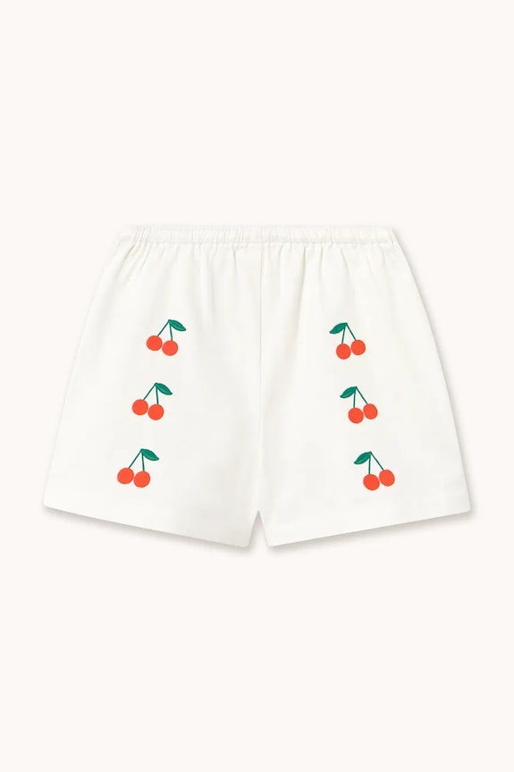 Tinycottons pantaloni scurți din bumbac pentru copii MINI CHERRIES TWILL SHORTS SS26.314 alb SS26