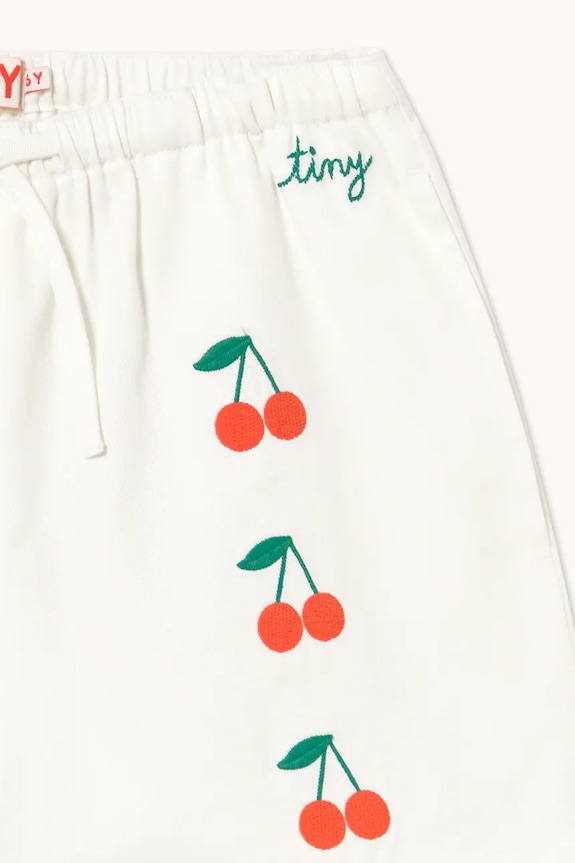Băieți Tinycottons pantaloni scurți din bumbac pentru copii MINI CHERRIES TWILL SHORTS SS26.314 alb