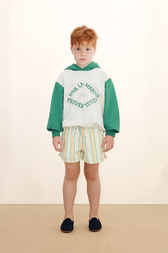 Tinycottons szorty bawełniane dziecięce MULTICOLOR STRIPES SHORTS wzorzyste biały SS26.358