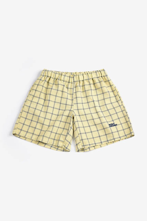 Bobo Choses pantaloni scurți din bumbac pentru copii Spicy Window Pane 126AC065 galben SS26